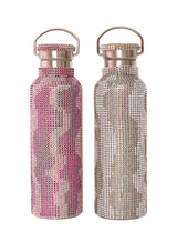 RHINESTONE WATER BOTTLE WAVY BLACK