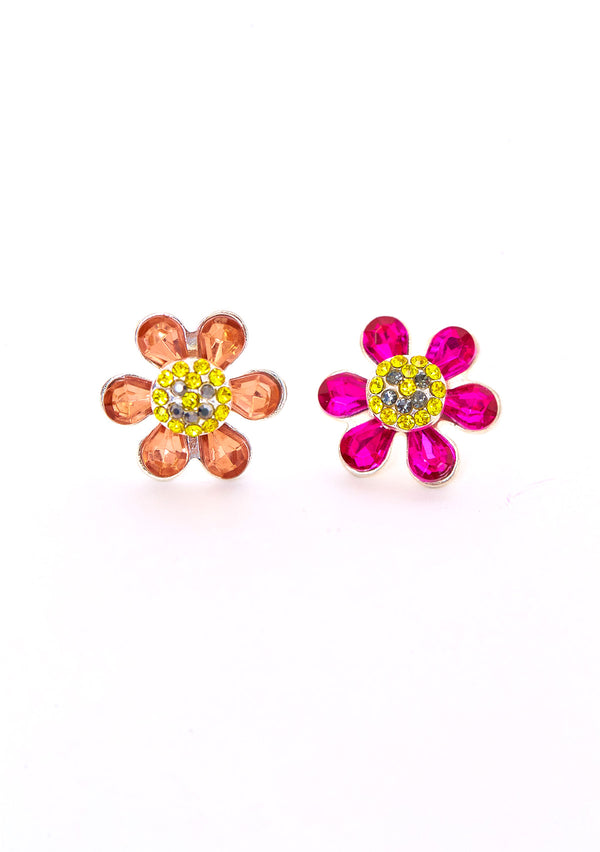 PEACH AND PINK HAPPY FLOWER EARRINGS
