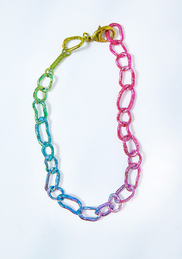 RAINBOW GLITTER CRUSHED CHAIN NECKLACE