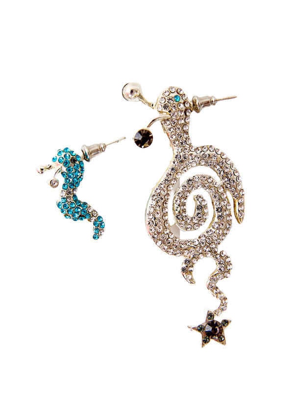 RHINESTONE TATTOO SNAIL EARRING ICE