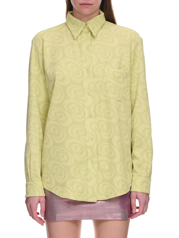 CONVENTION BUTTON UP LIME SWIRL