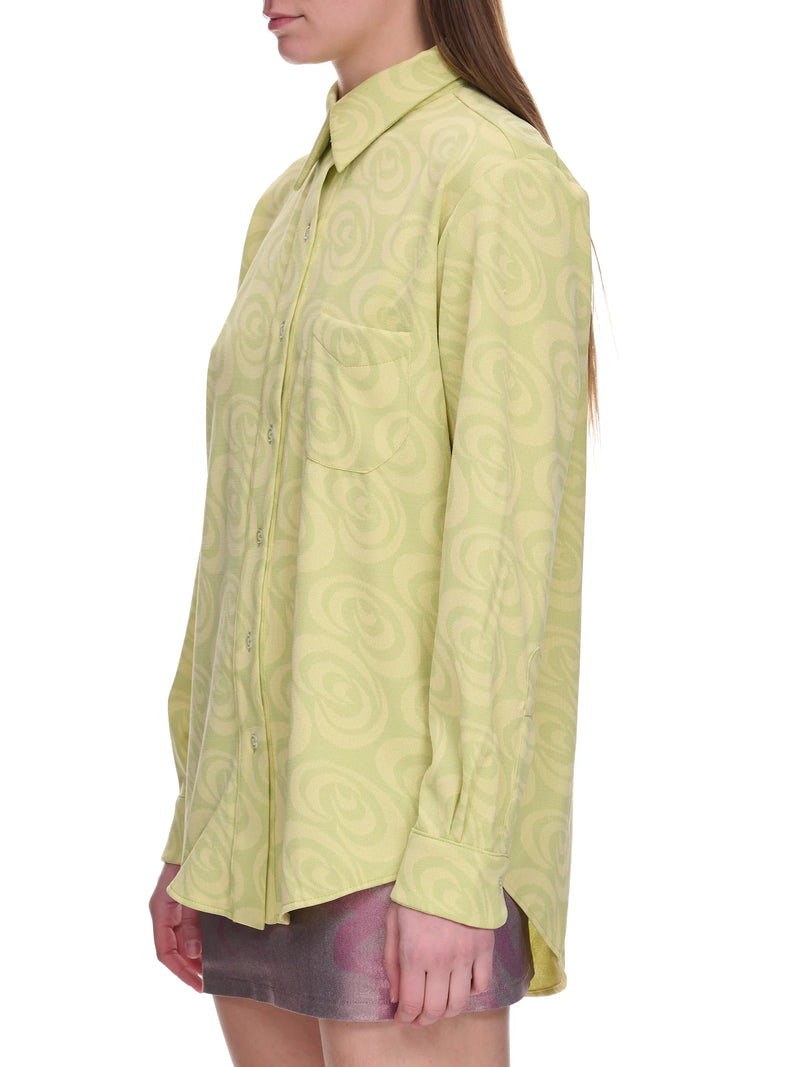 CONVENTION BUTTON UP LIME SWIRL