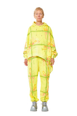 WAVE HEM HOODIE YELLOW FLOWER CHECK