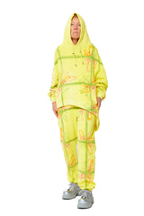 WAVE HEM HOODIE YELLOW FLOWER CHECK