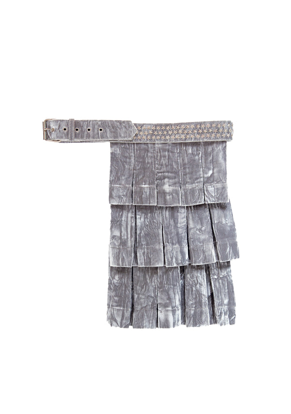 MYRAH Pleated Belt Skirt Silver