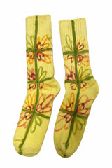 SOCKS YELLOW FLOWER CHECK